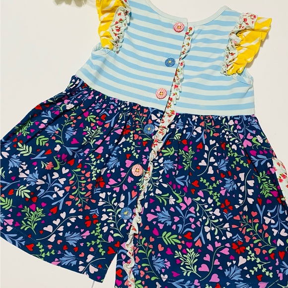 Matilda Jane blouse with blue floral bottom snd light striped top. Buttoned back - Picture 5 of 7